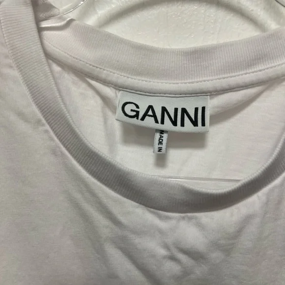 Ganni White Tee with Bunny and Green Logo - Picture 2 of 4
